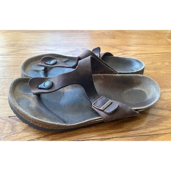 Birkenstock Gizeh Leather Unisex Sandal Brown Men 10/10.5 Women 11 - Picture 7 of 11